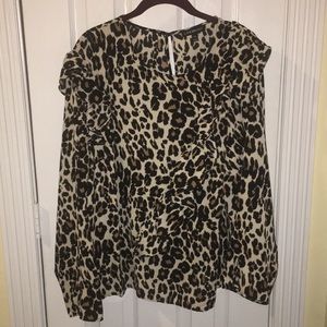 Lane Bryant Plus Size Leopard Ruffle Top